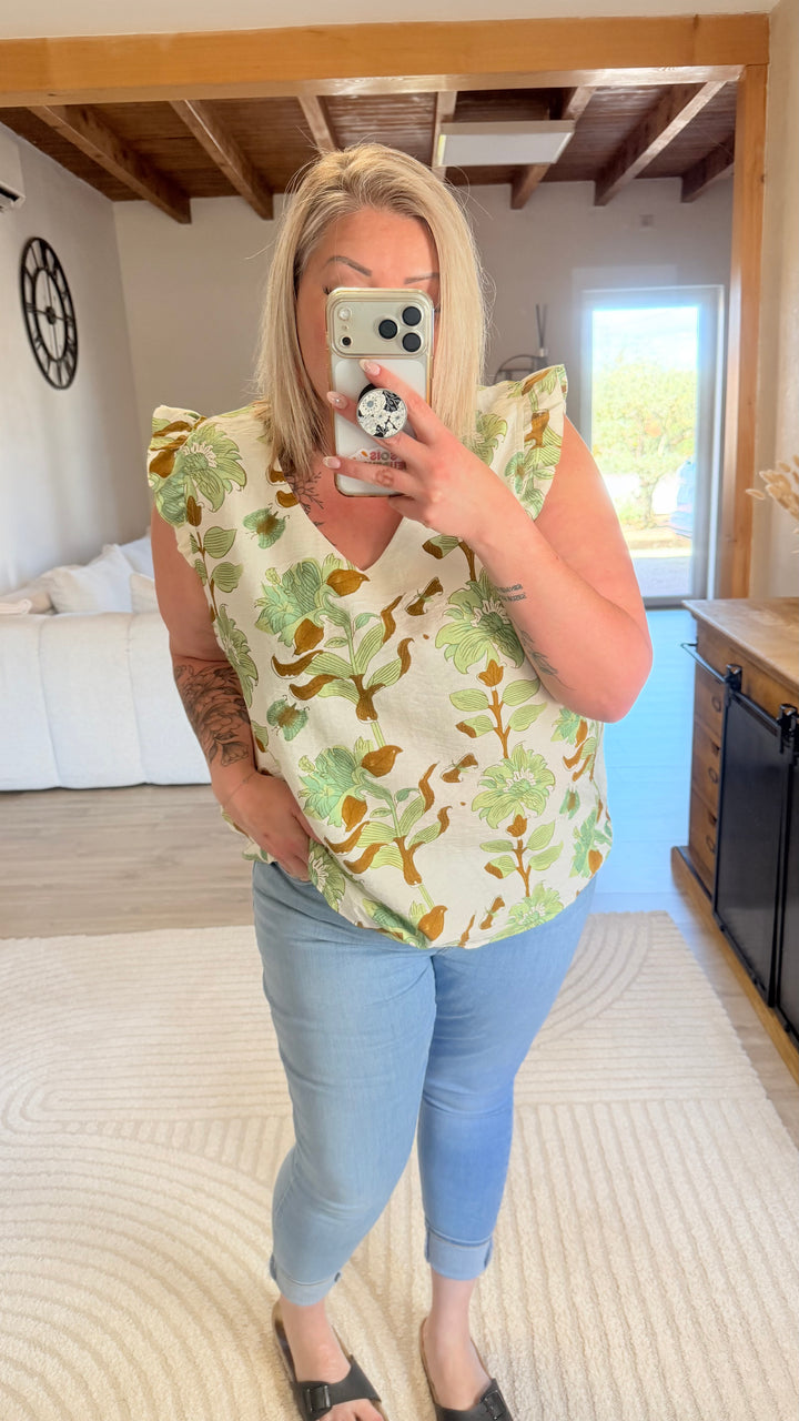 Blouse Flora verte CURVY