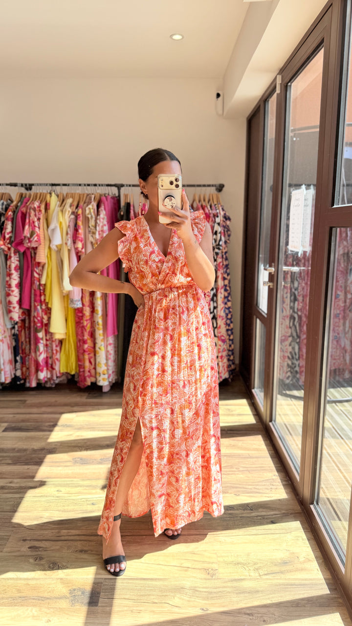 Robe longue Roman orange