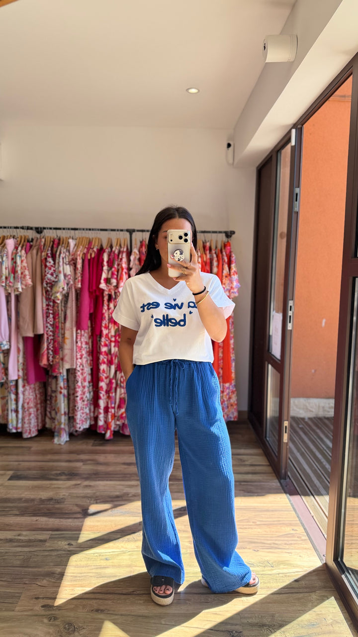 Teeshirt la vie est belle bleu CURVY