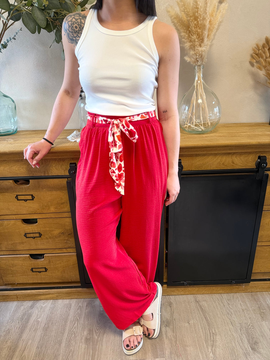 Pantalon Wilma rouge CURVY
