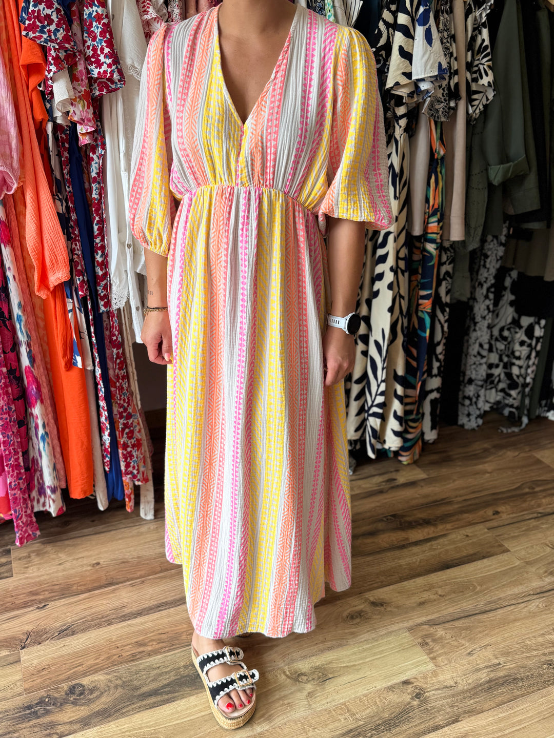 Robe longue Miranda (fond beige)