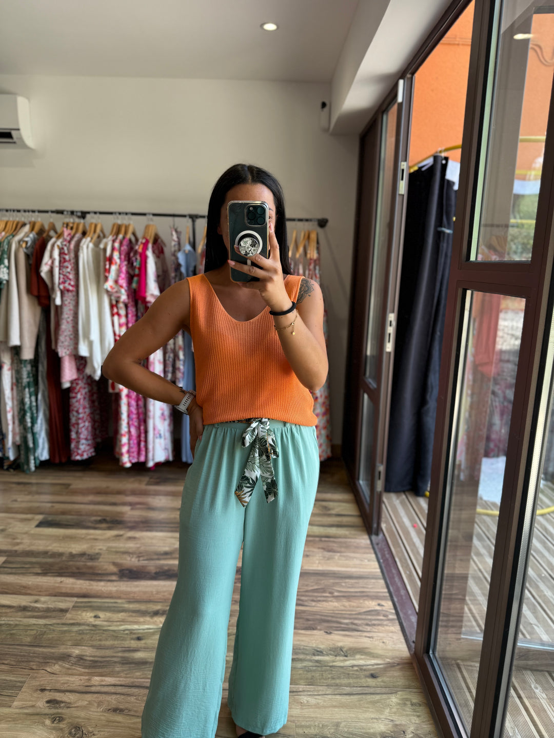 Pantalon Wilma vert d’eau CURVY