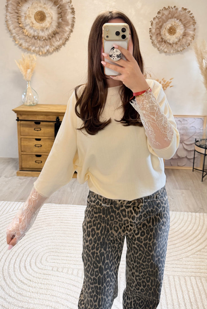 Pull fin May beige
