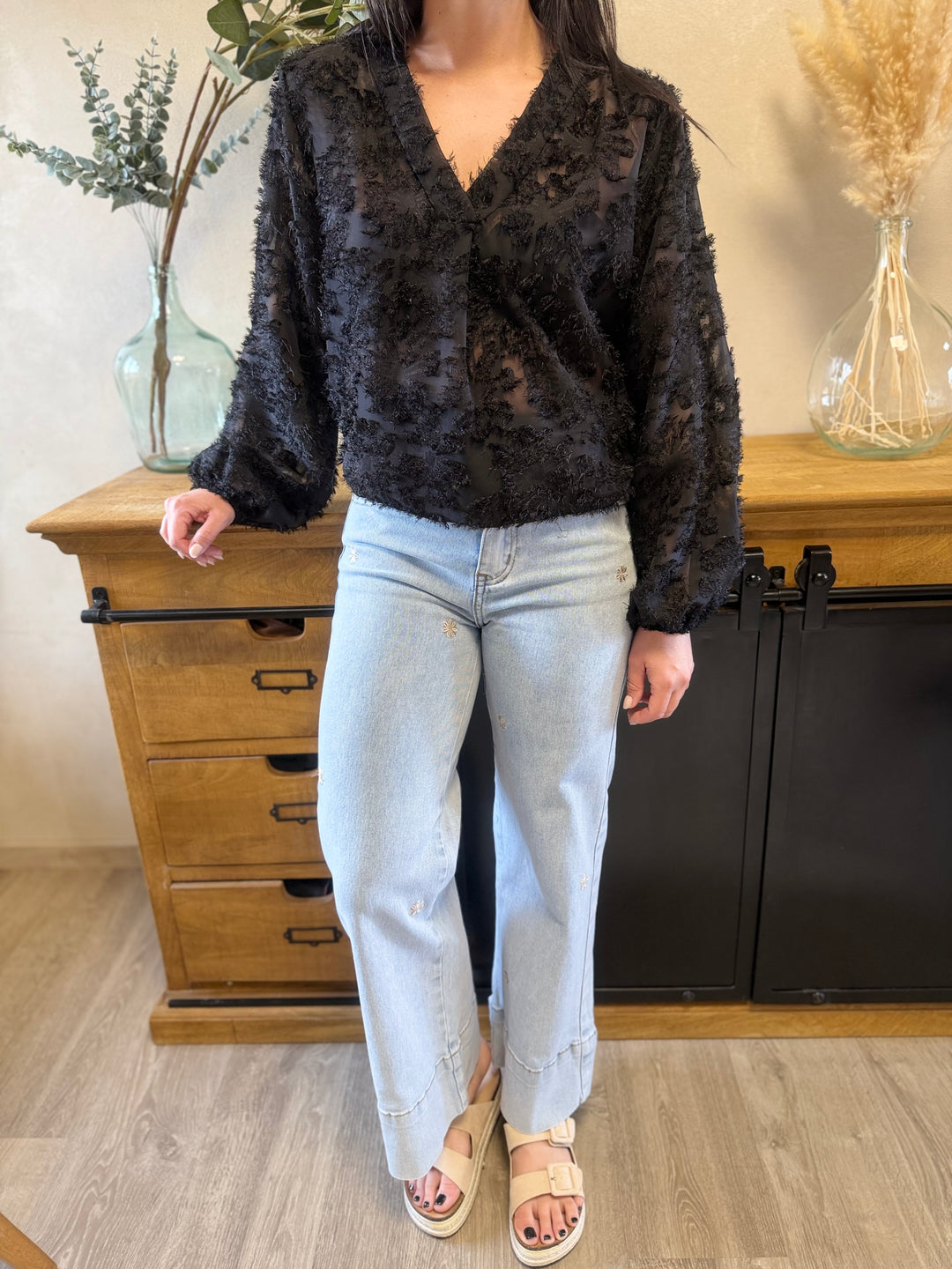 Blouse Ramy noire look jean Zoey