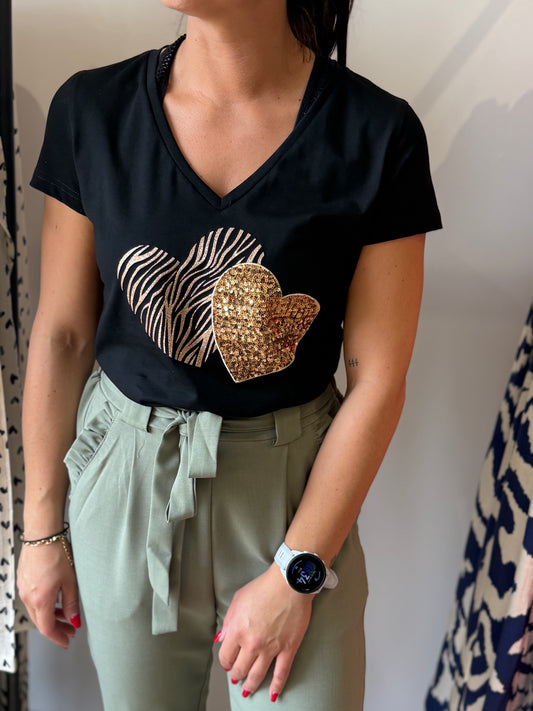 Teeshirt heart noir