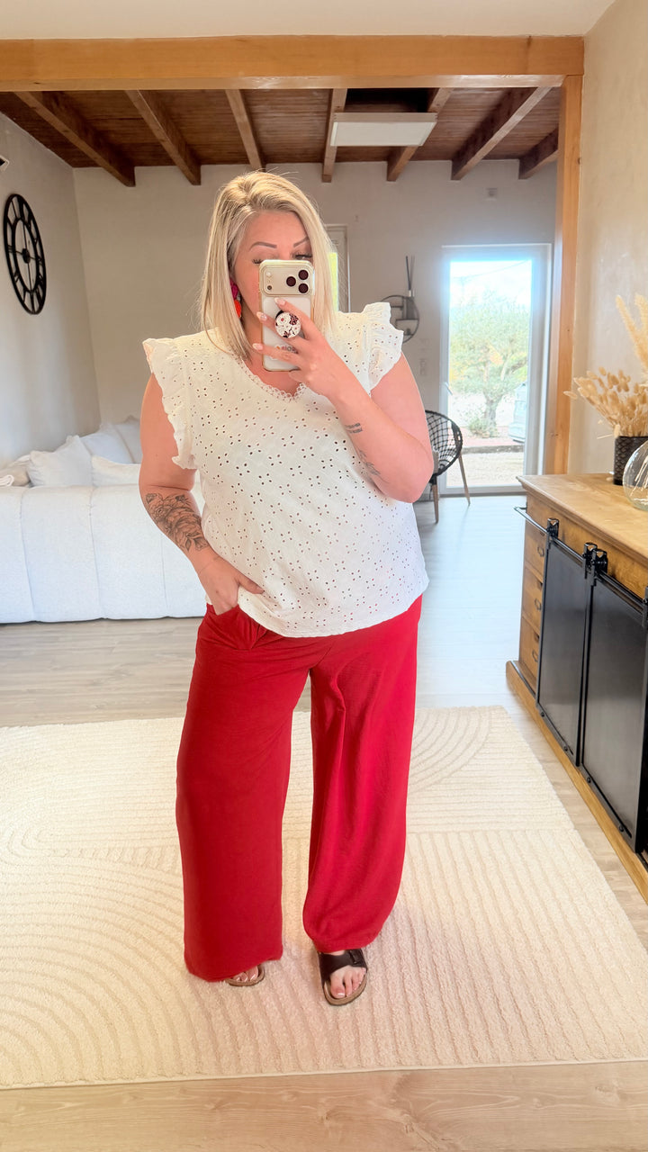Pantalon Candice rouge CURVY
