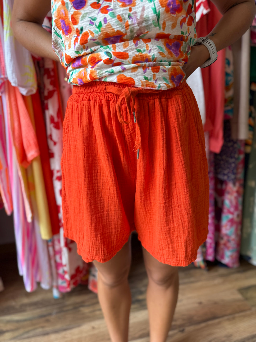 Short gaze de coton orange