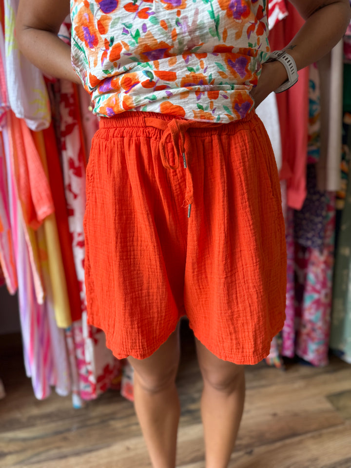Short gaze de coton orange