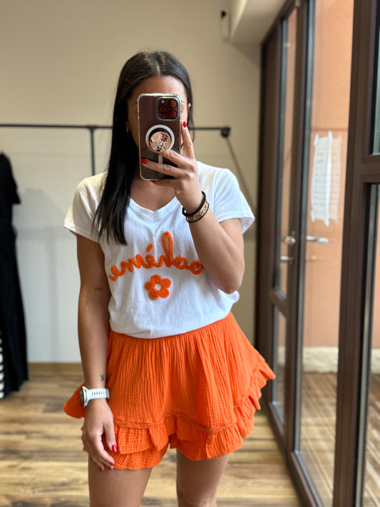 Jupe short gaze coton orange