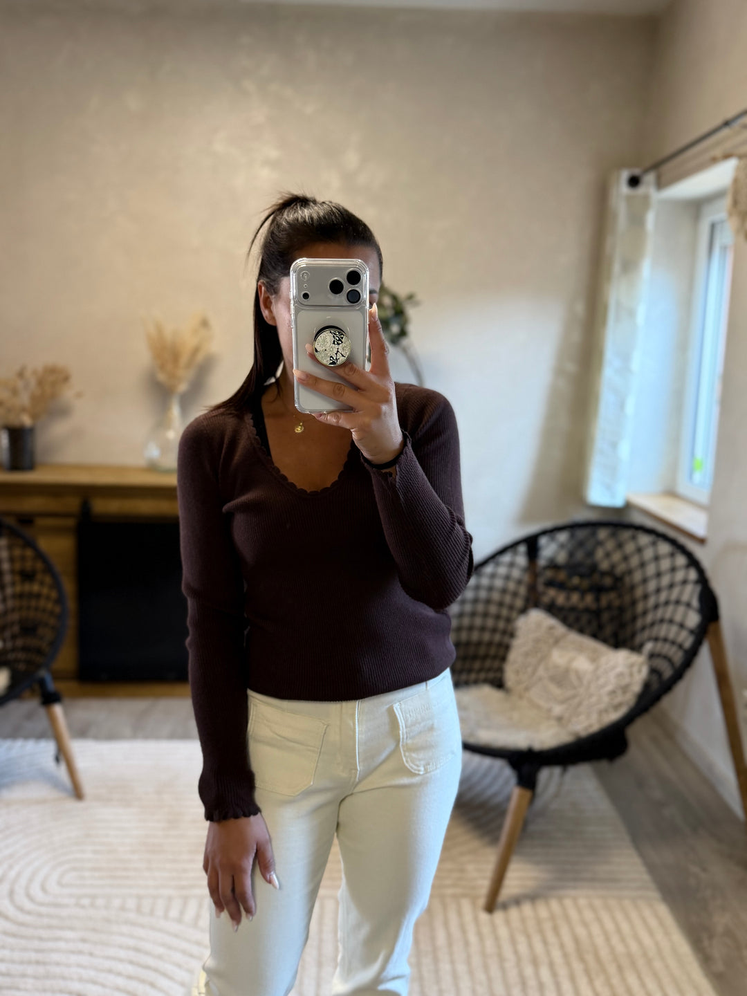 Pull fin Aragone chocolat