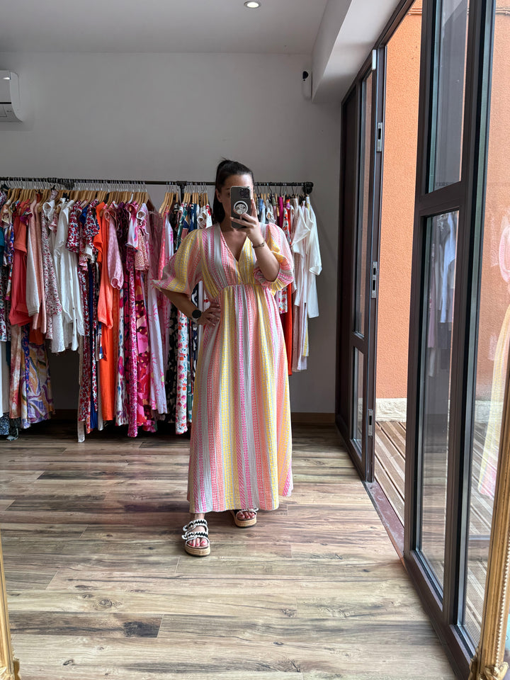 Robe longue Miranda (fond beige)