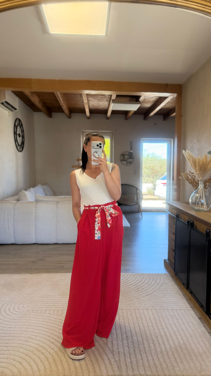 Pantalon Candice rouge CURVY