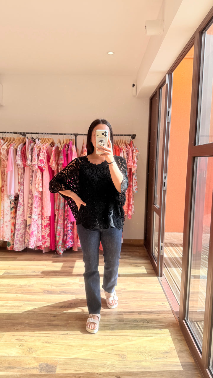Top crochet noir