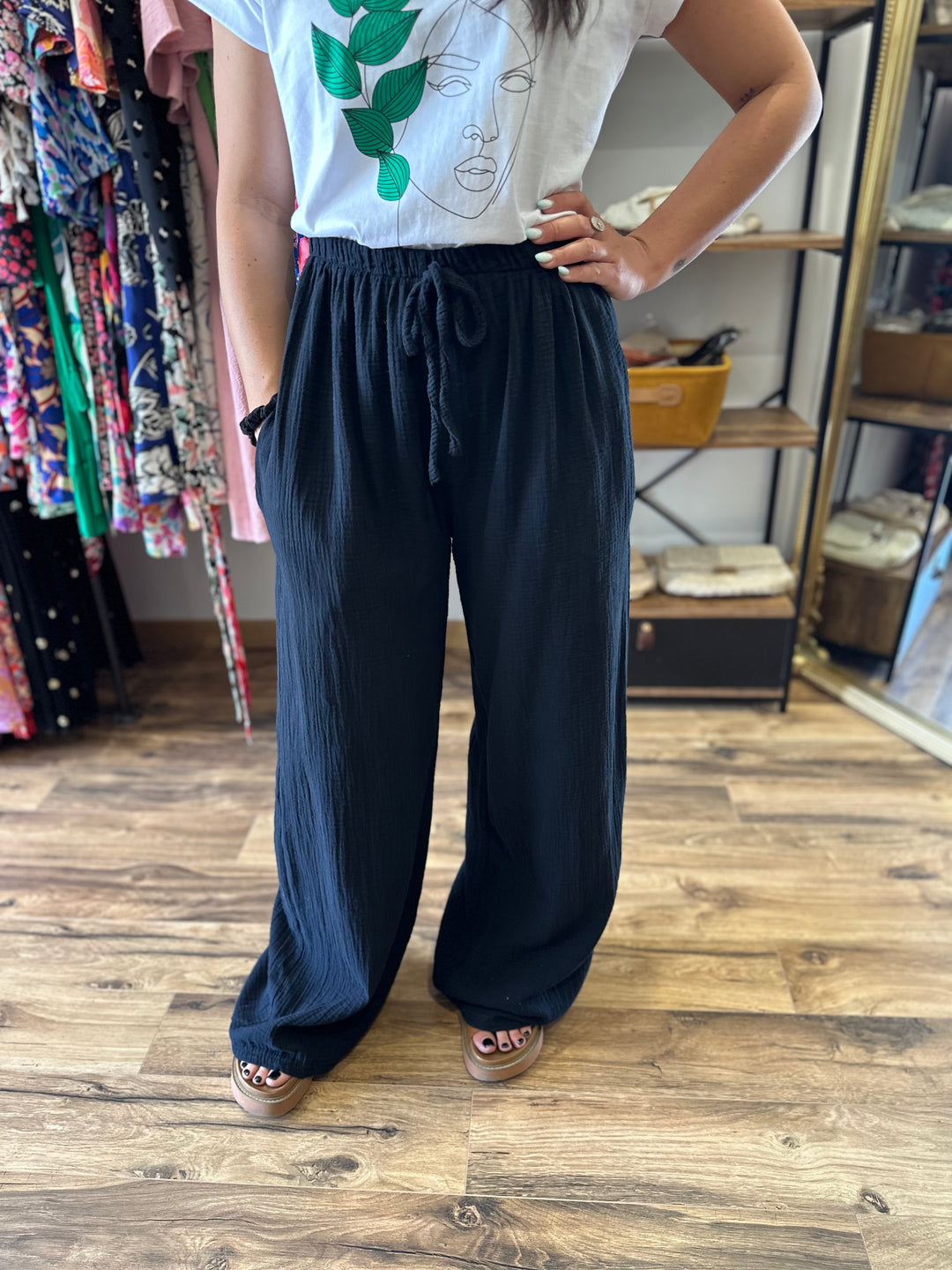 Pantalon gaze de coton noir
