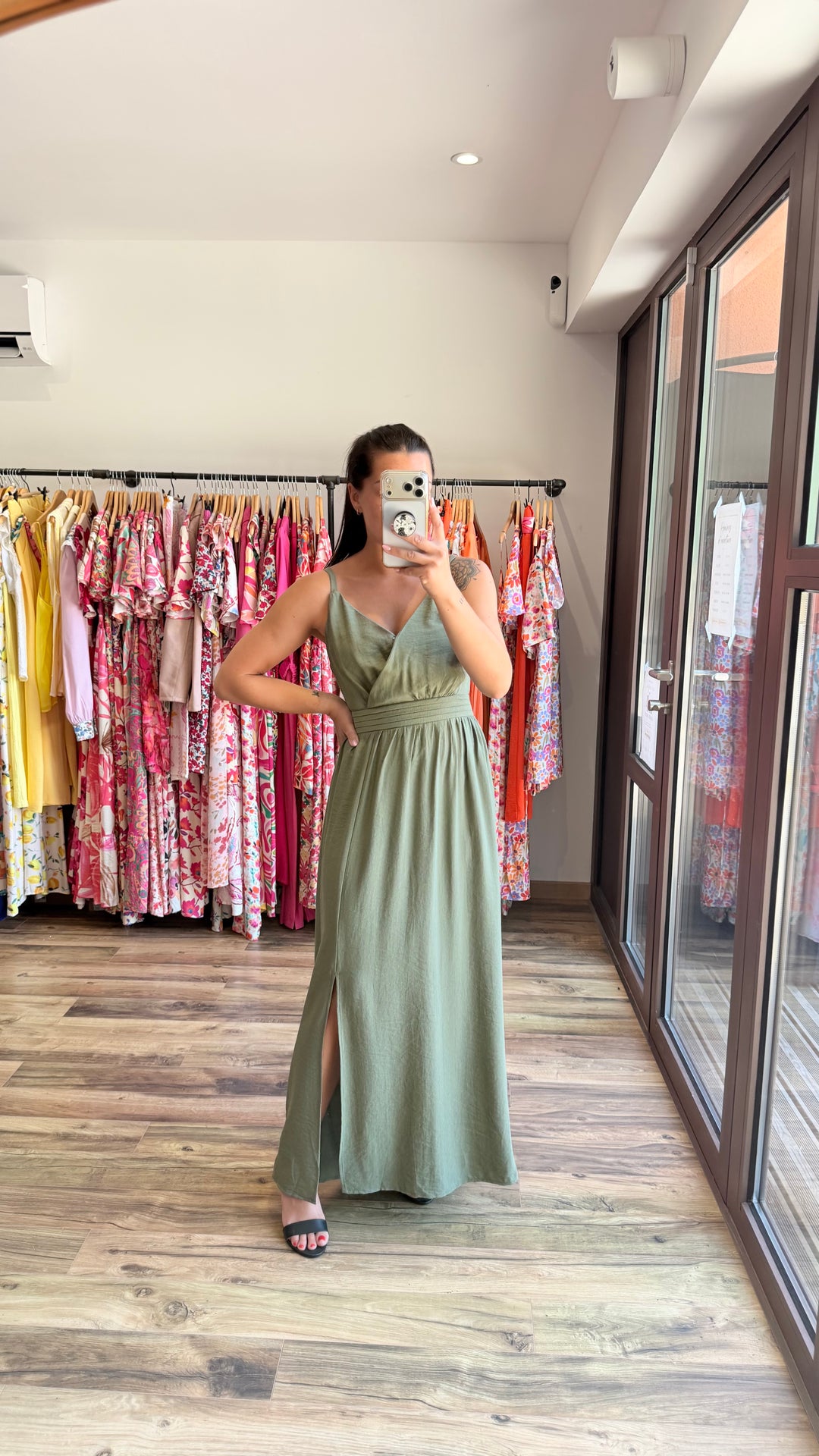 Robe longue Molly kaki