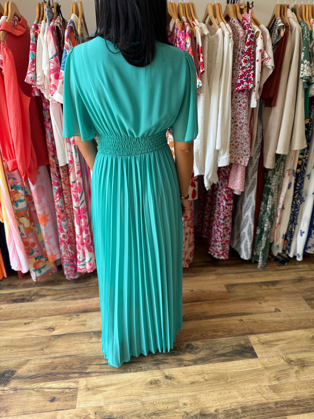 Robe longue Aglaé turquoise