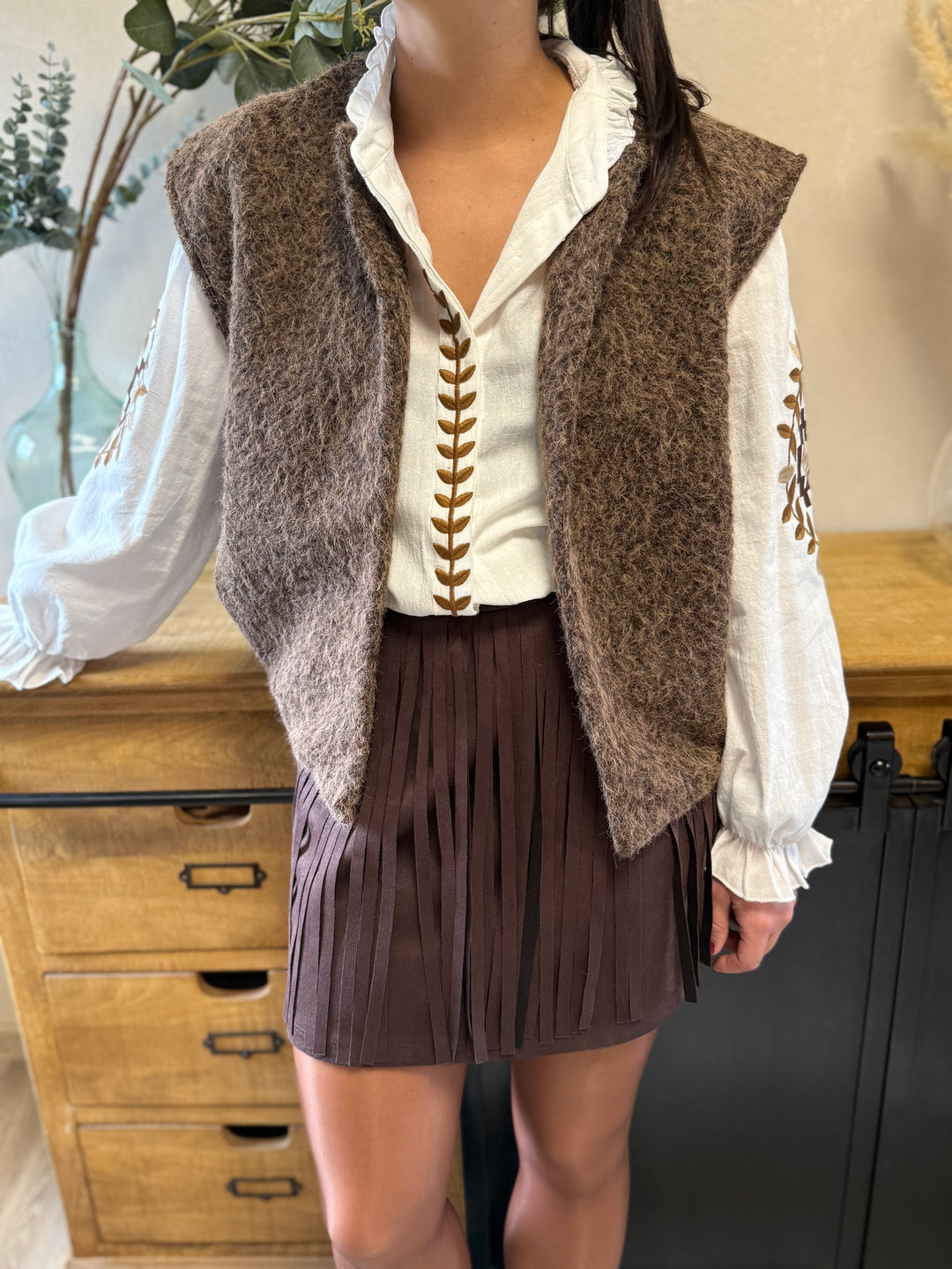 Jupe à franges Louma choco