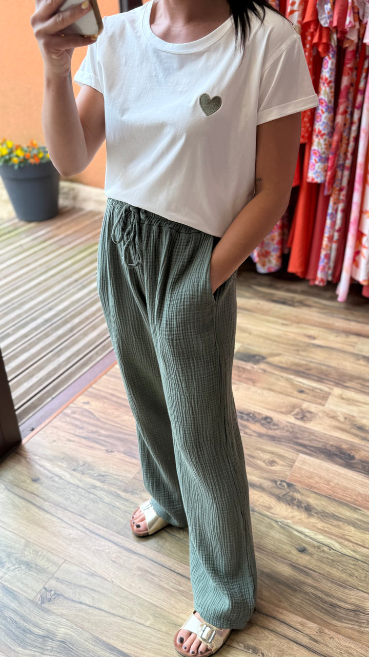 Pantalon gaze de coton kaki