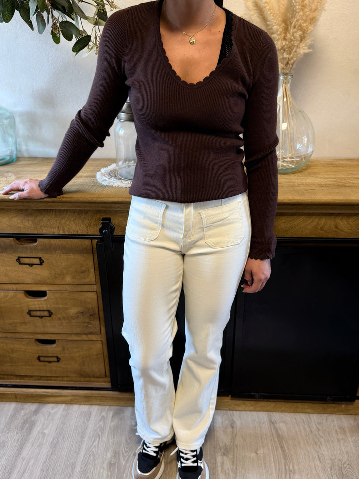 Pull fin Aragone chocolat