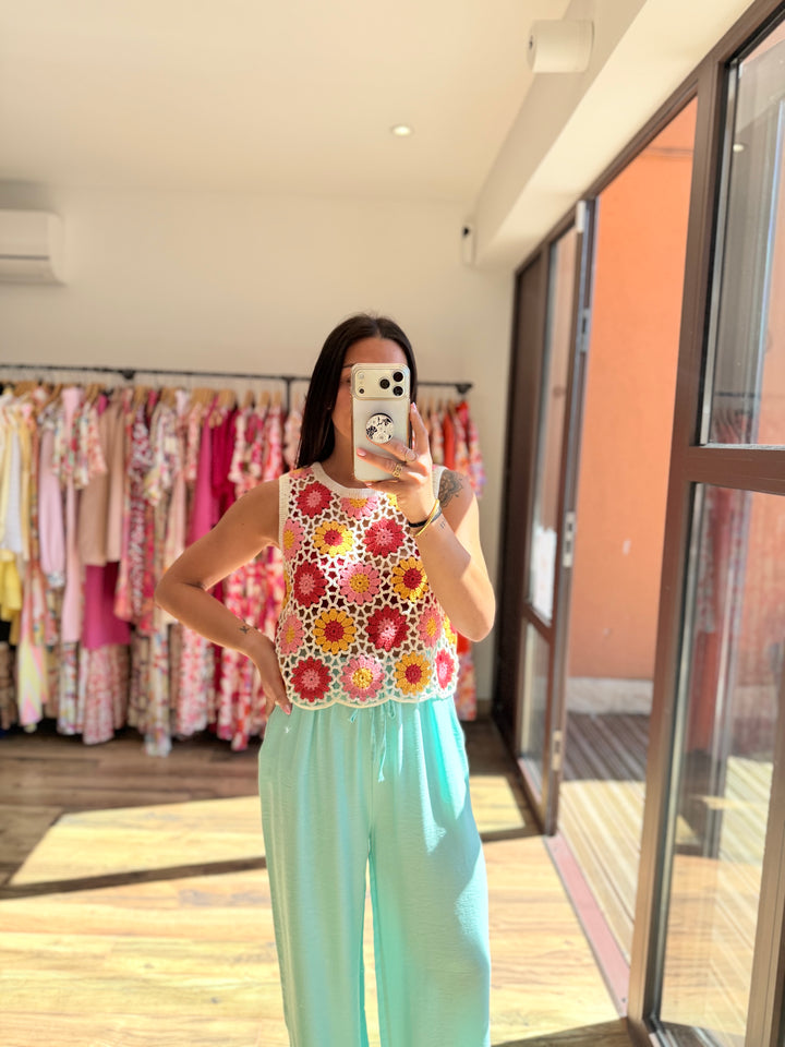 Pantalon Mopy turquoise/vert d’eau