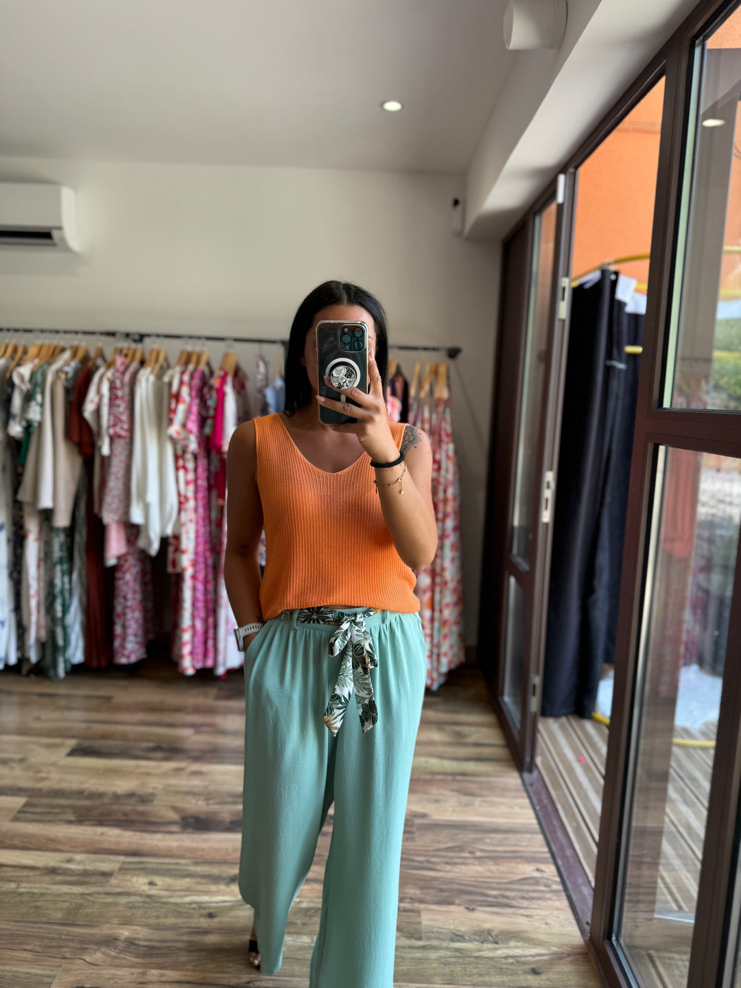 Pantalon Wilma vert d’eau CURVY