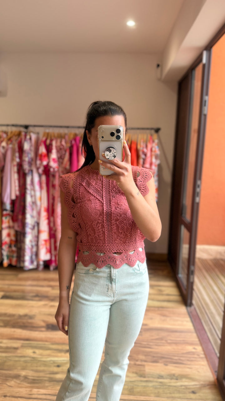 Top Uline vieux rose