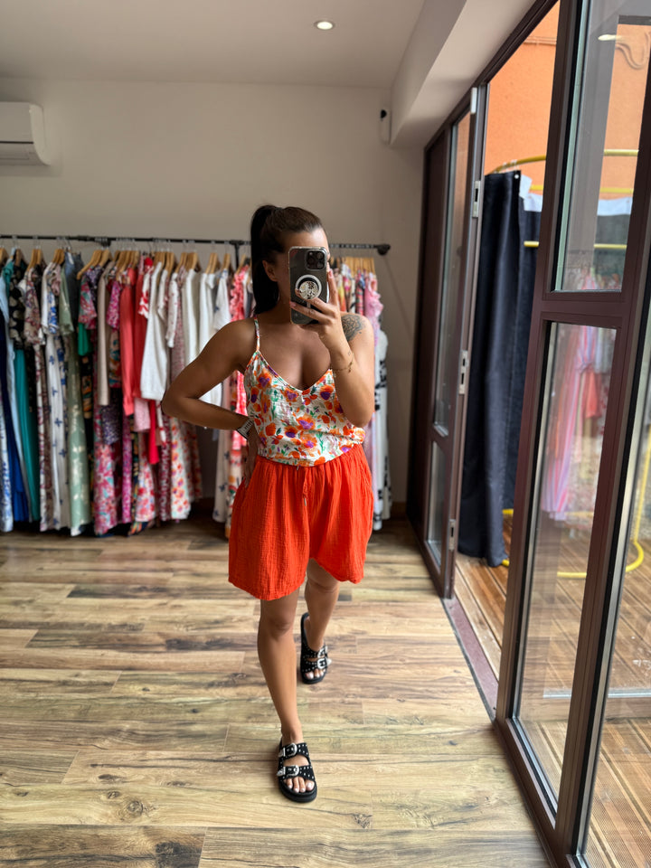 Short gaze de coton orange