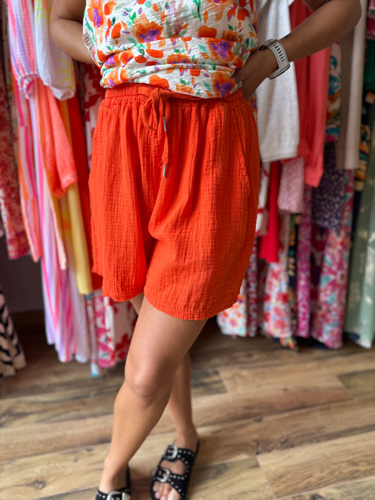 Short gaze de coton orange