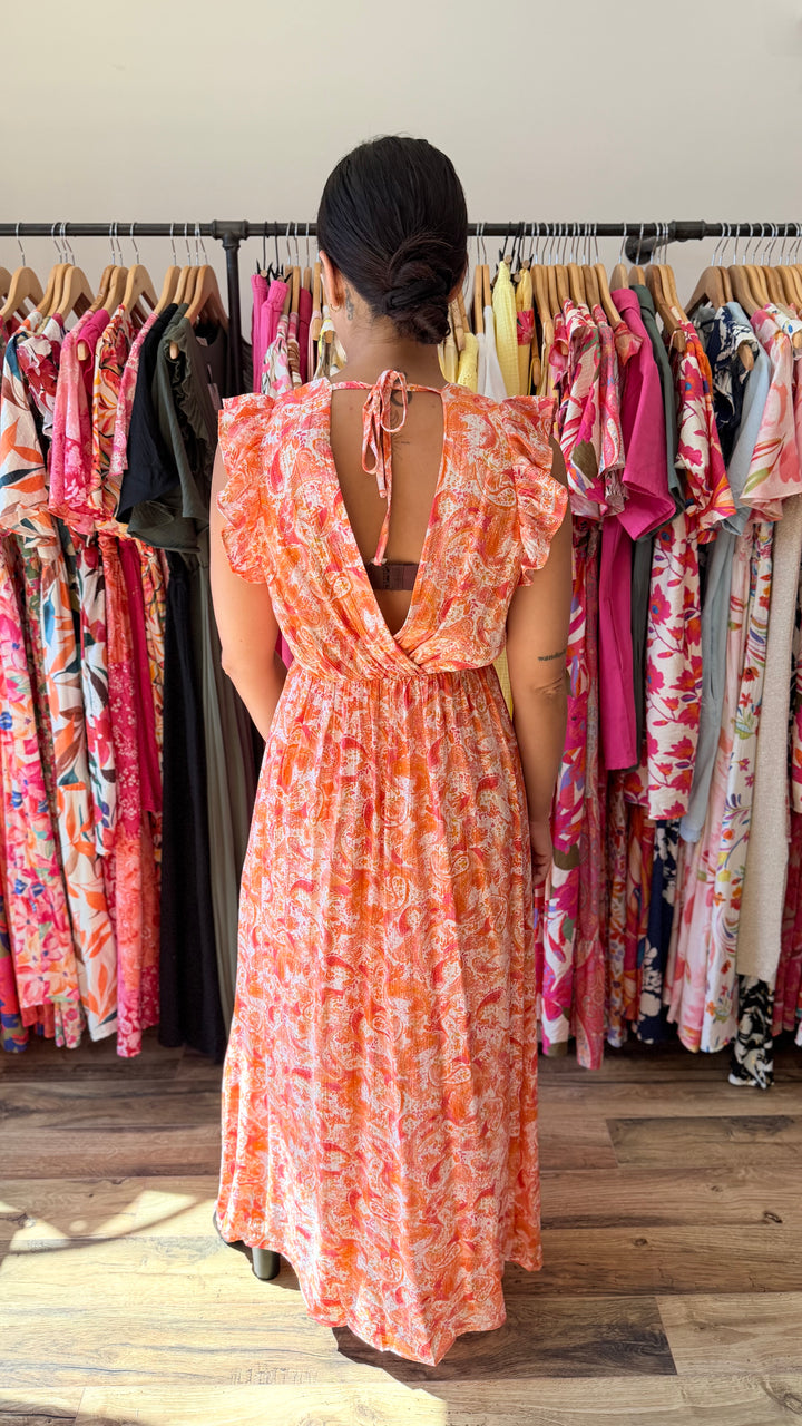 Robe longue Roman orange