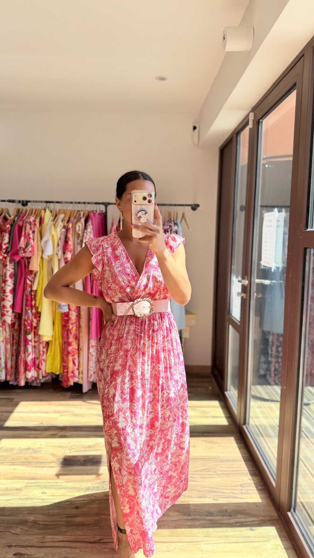Robe longue Roman CURVY rose