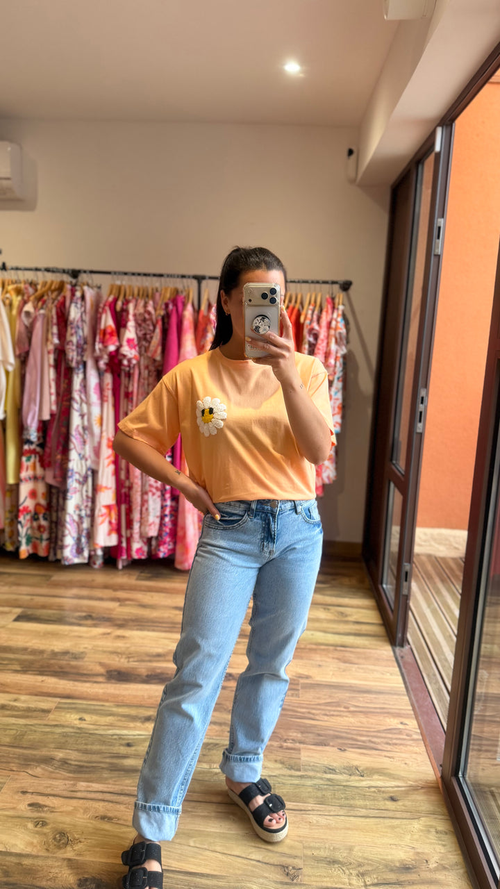 Teeshirt fleur orange