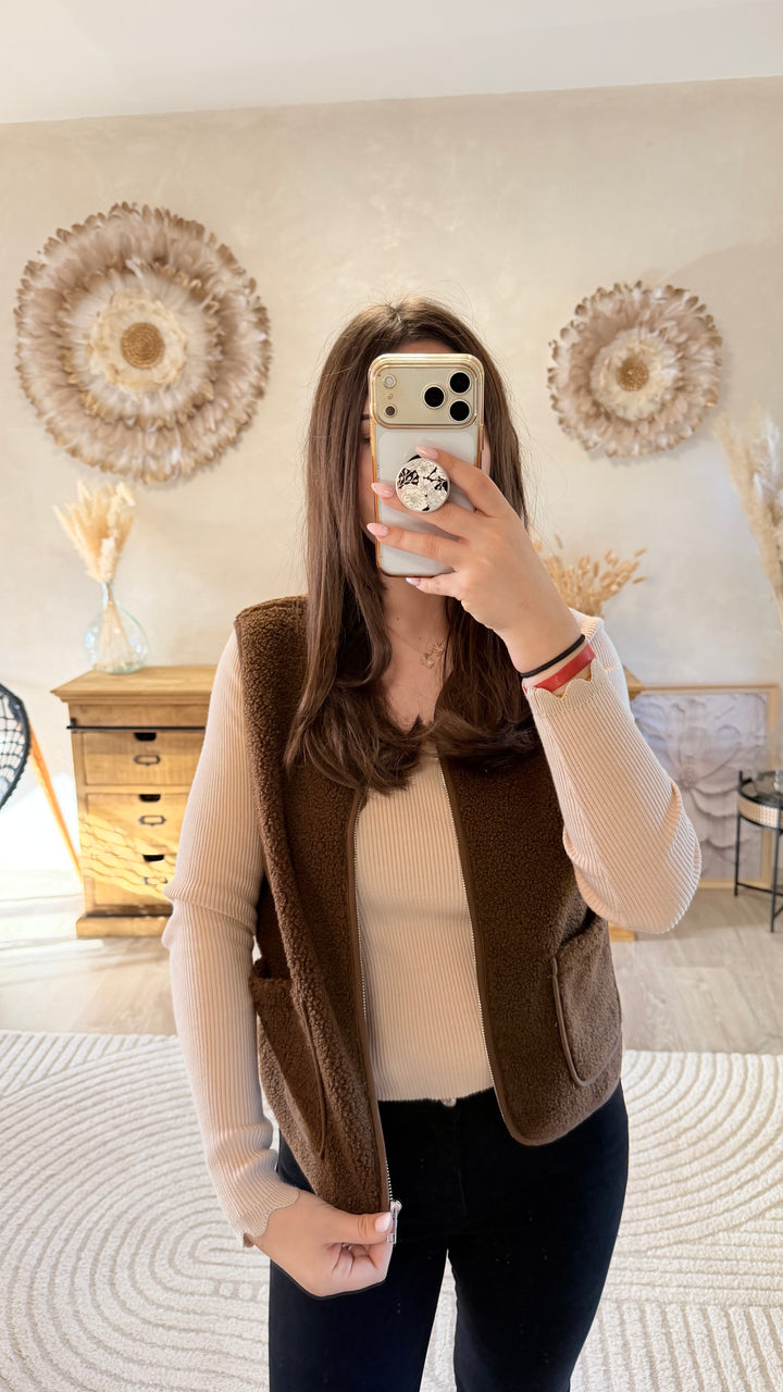 Pull fin Simah beige