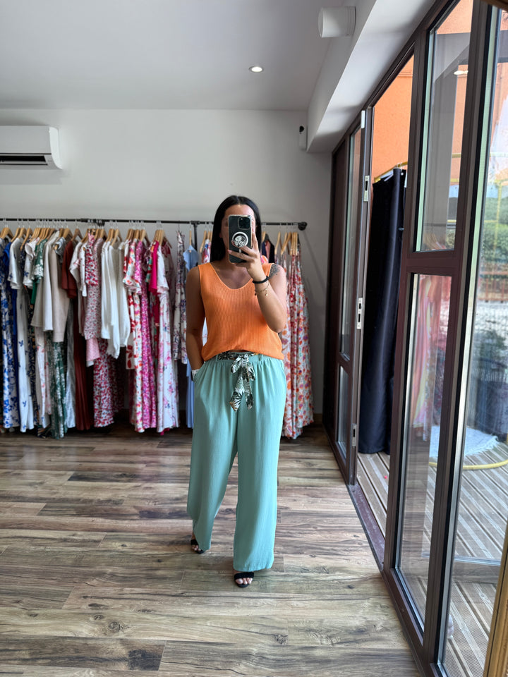 Pantalon Wilma vert d’eau CURVY