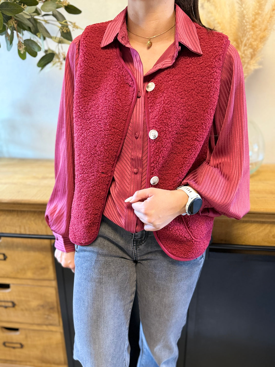 Gilet sans manches Mina bordeaux