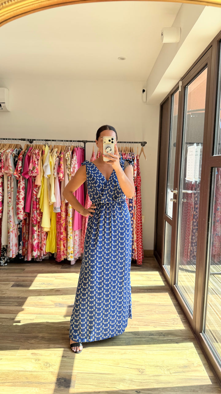 Robe longue Mahé CURVY bleu