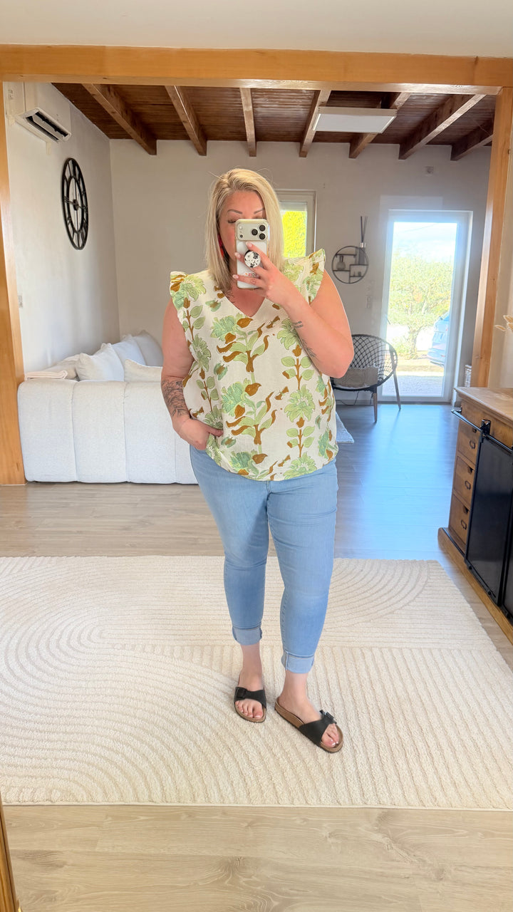 Blouse Flora verte CURVY