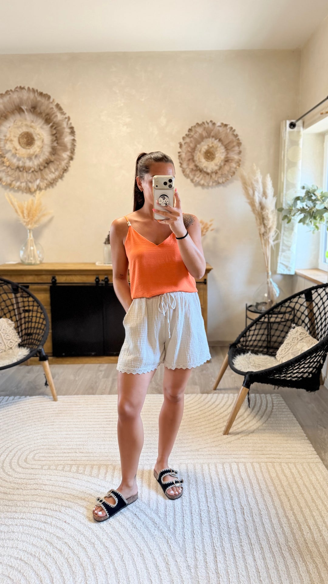Top perle orange