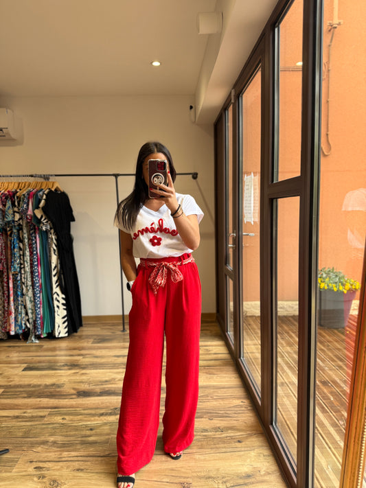 Pantalon Eliam rouge