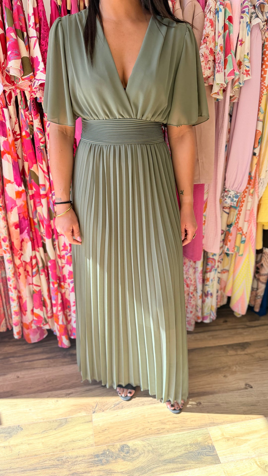 Robe longue Aglaé Kaki