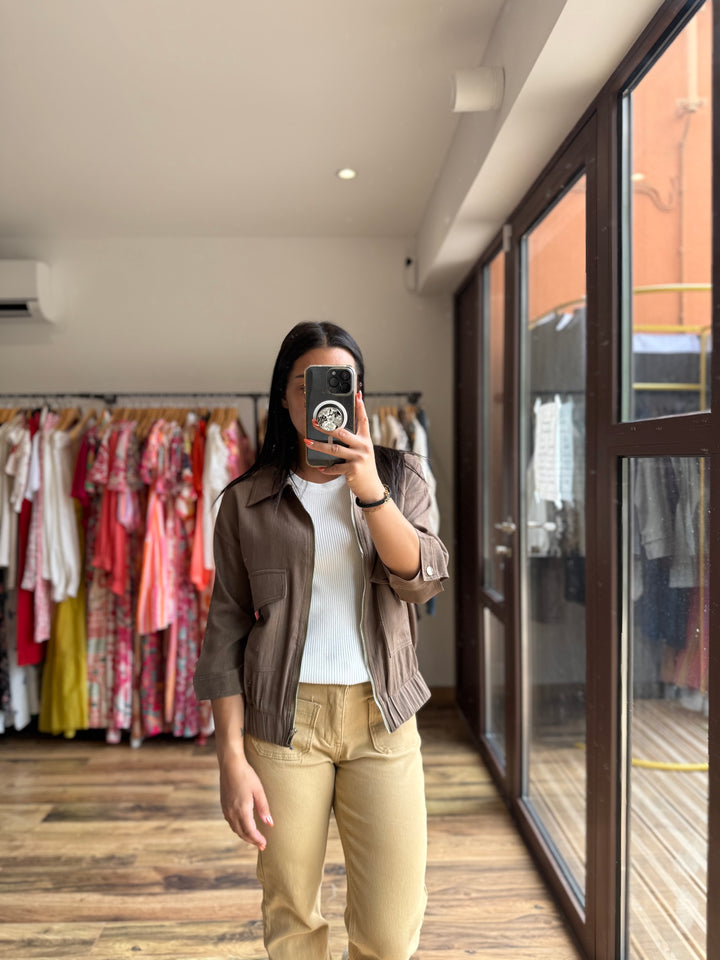 Veste zip chocolat