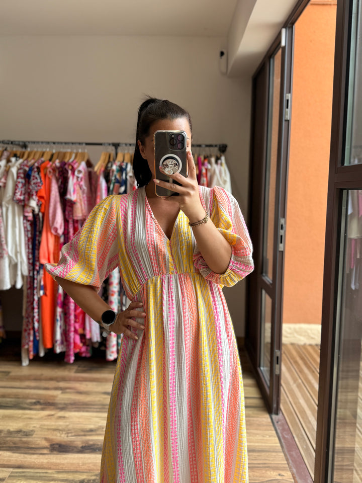 Robe longue Miranda (fond beige)