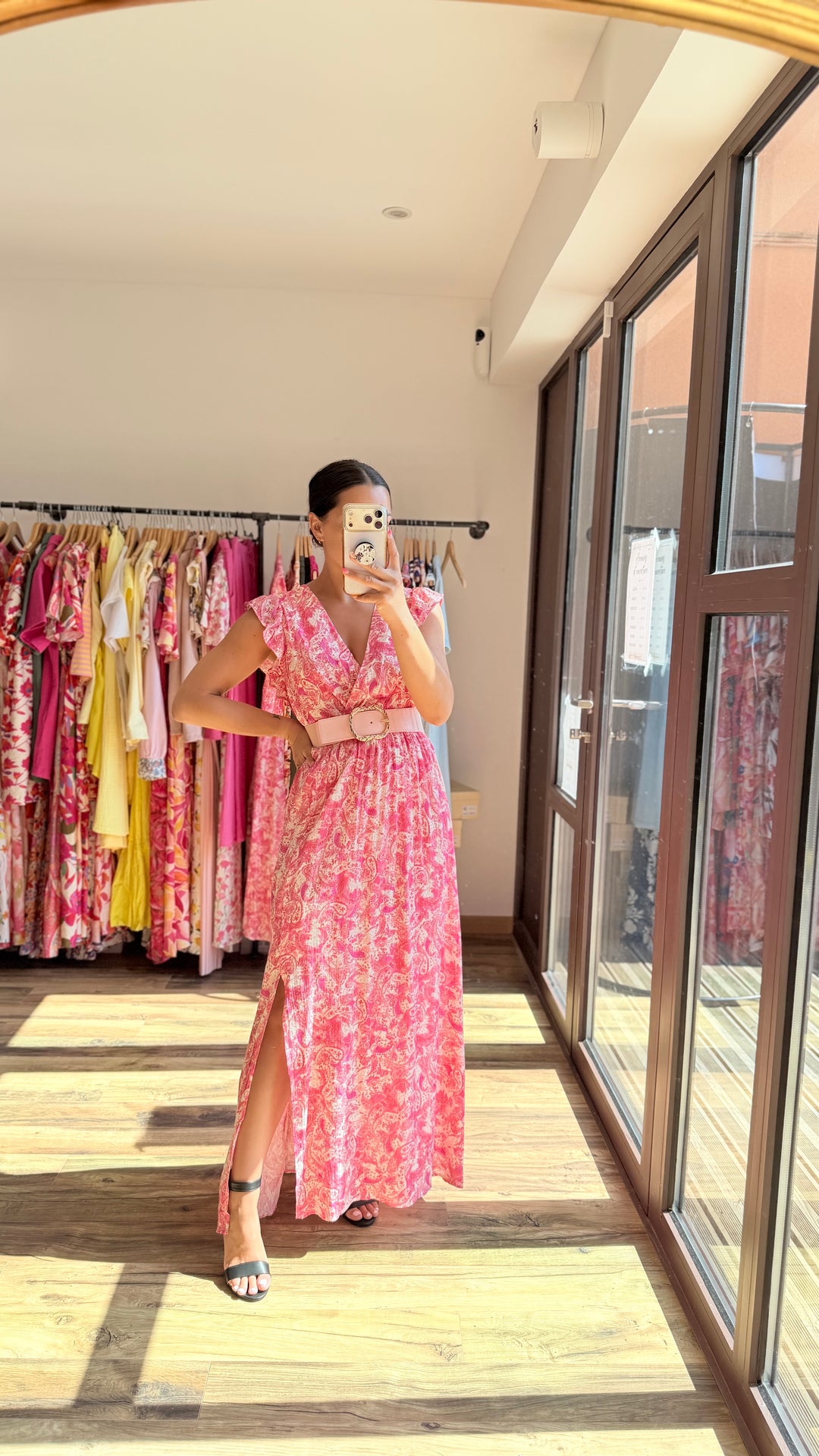 Robe longue Roman CURVY rose