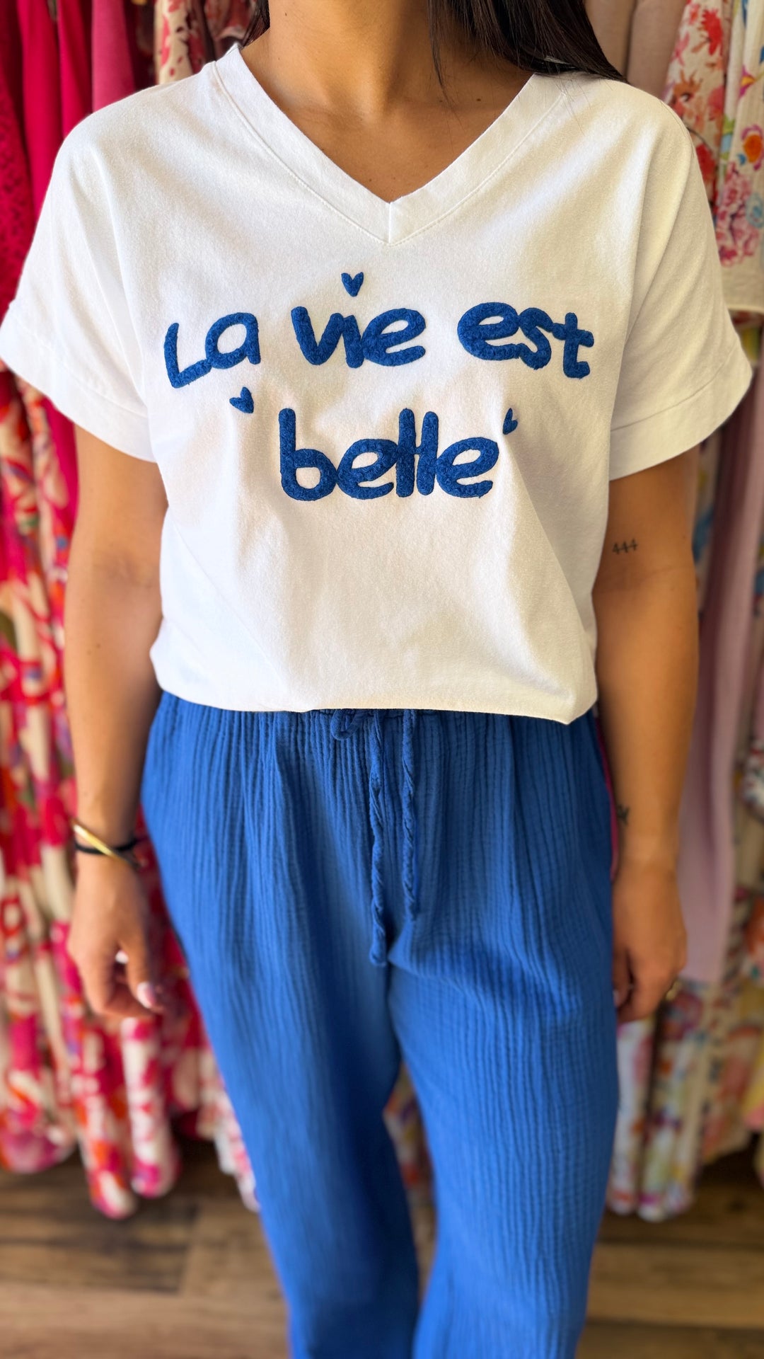 Teeshirt la vie est belle bleu CURVY