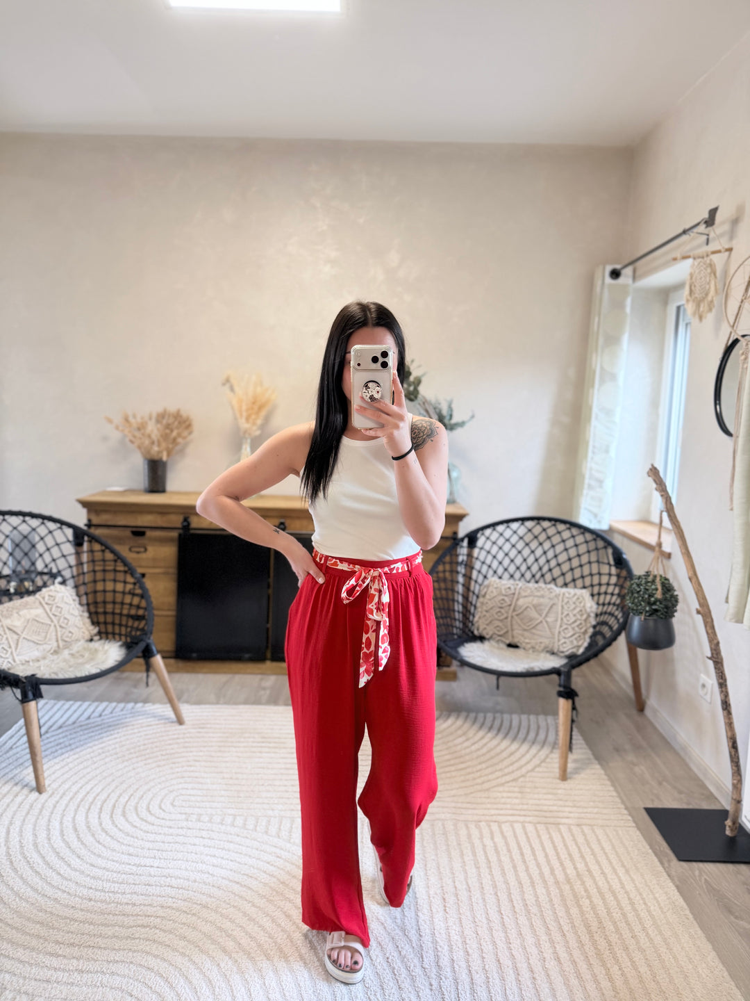 Pantalon Wilma rouge CURVY