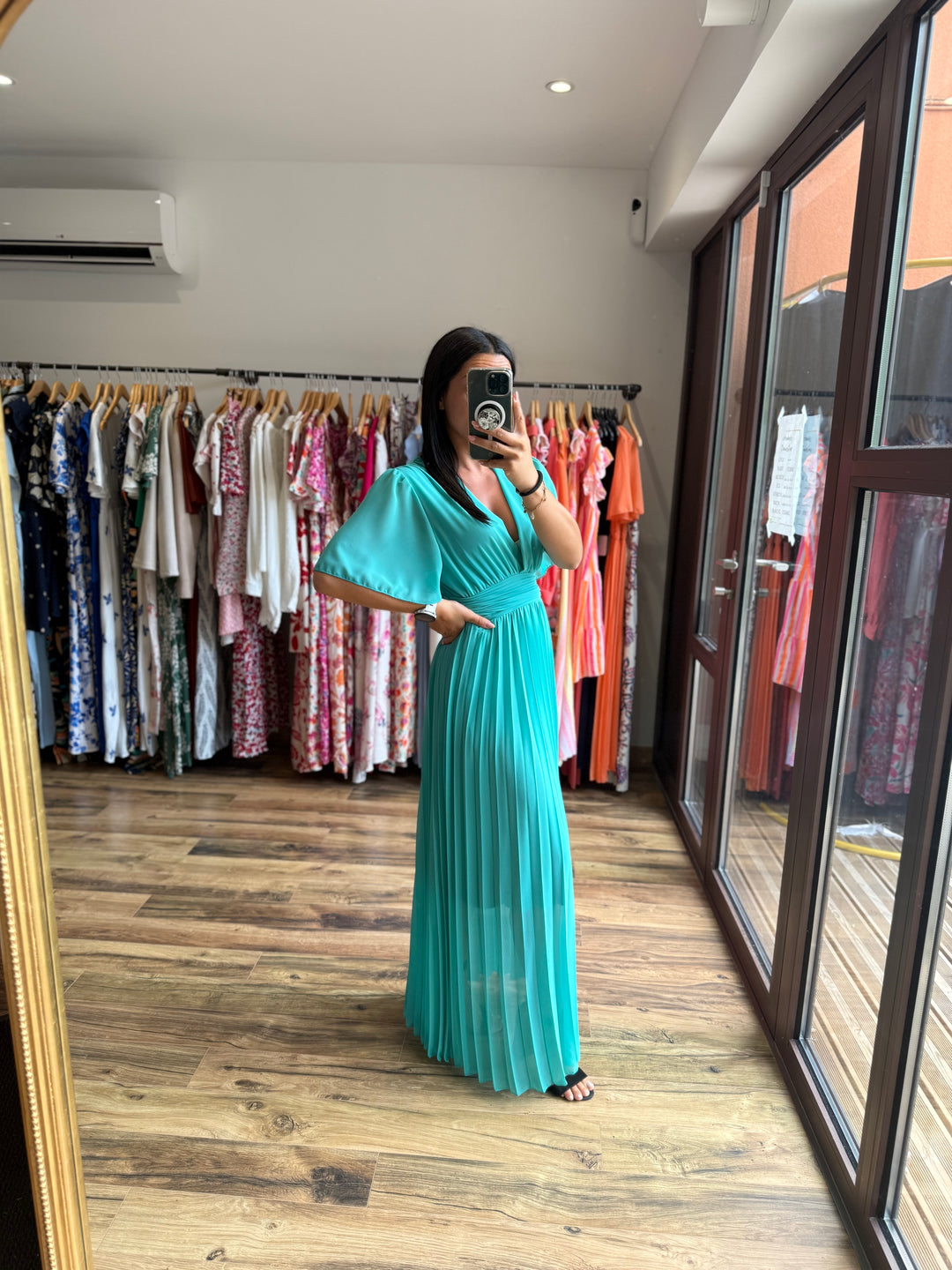 Robe longue Aglaé turquoise