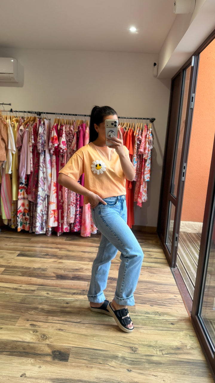 Teeshirt fleur orange