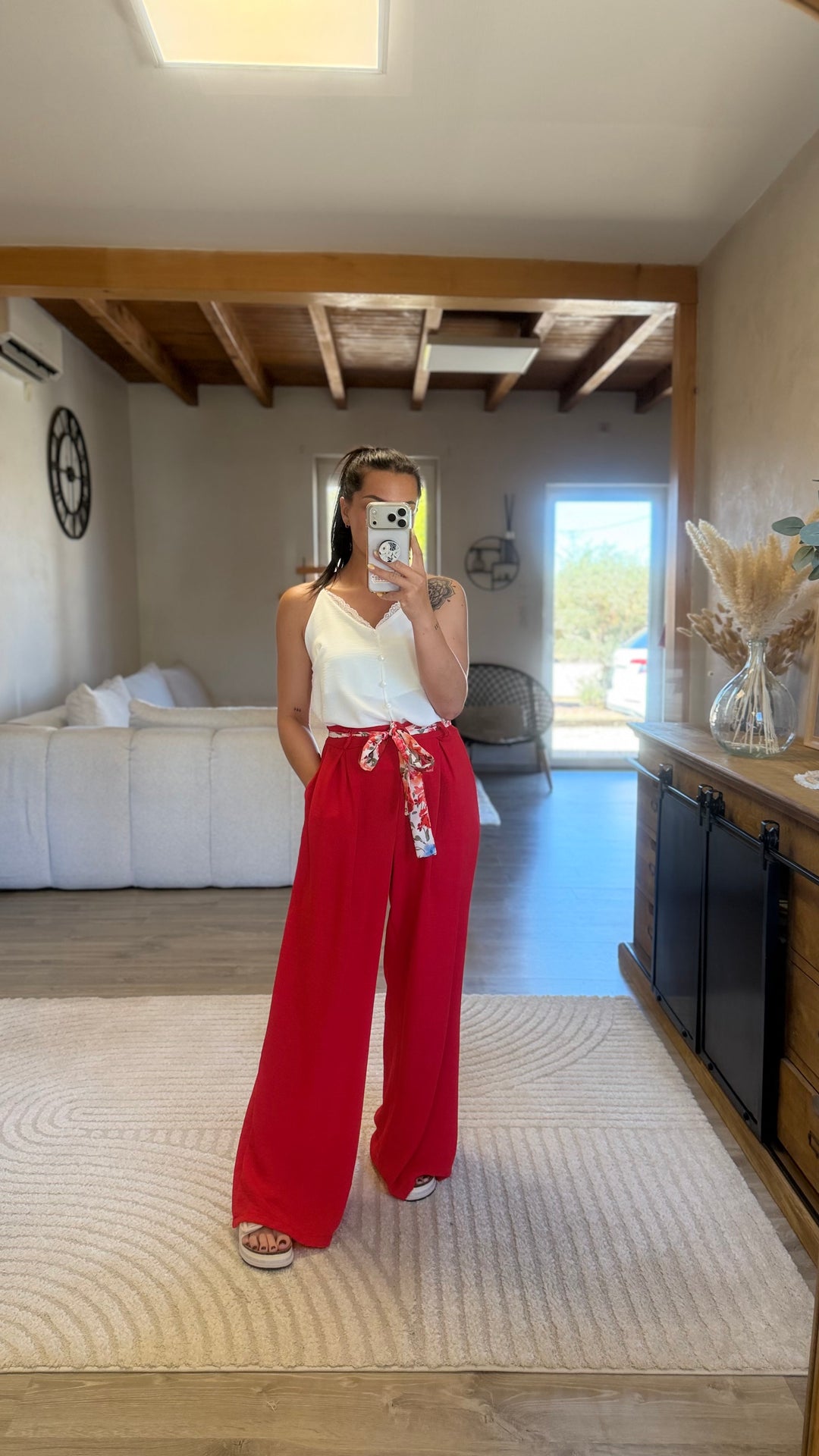 Pantalon Candice rouge CURVY