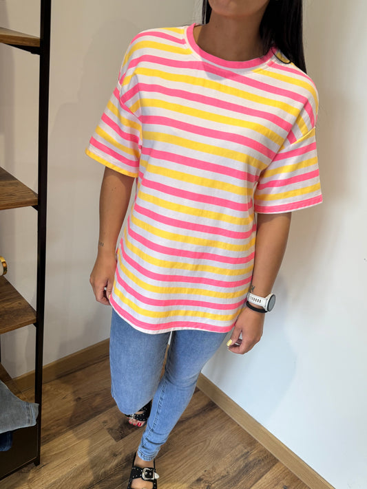 Teeshirt rayé Kena jaune