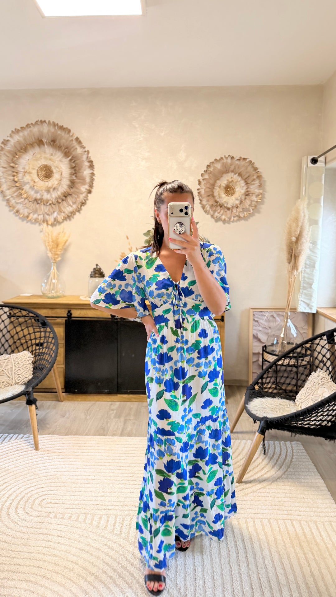 Robe longue Cassandre bleu CURVY