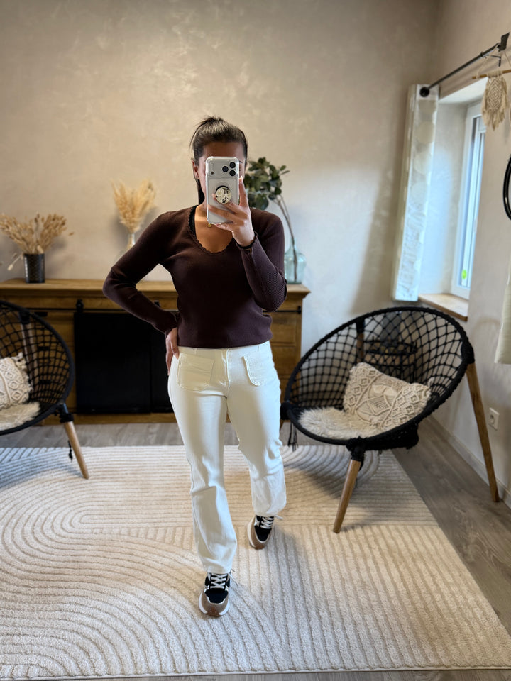 Pull fin Aragone chocolat